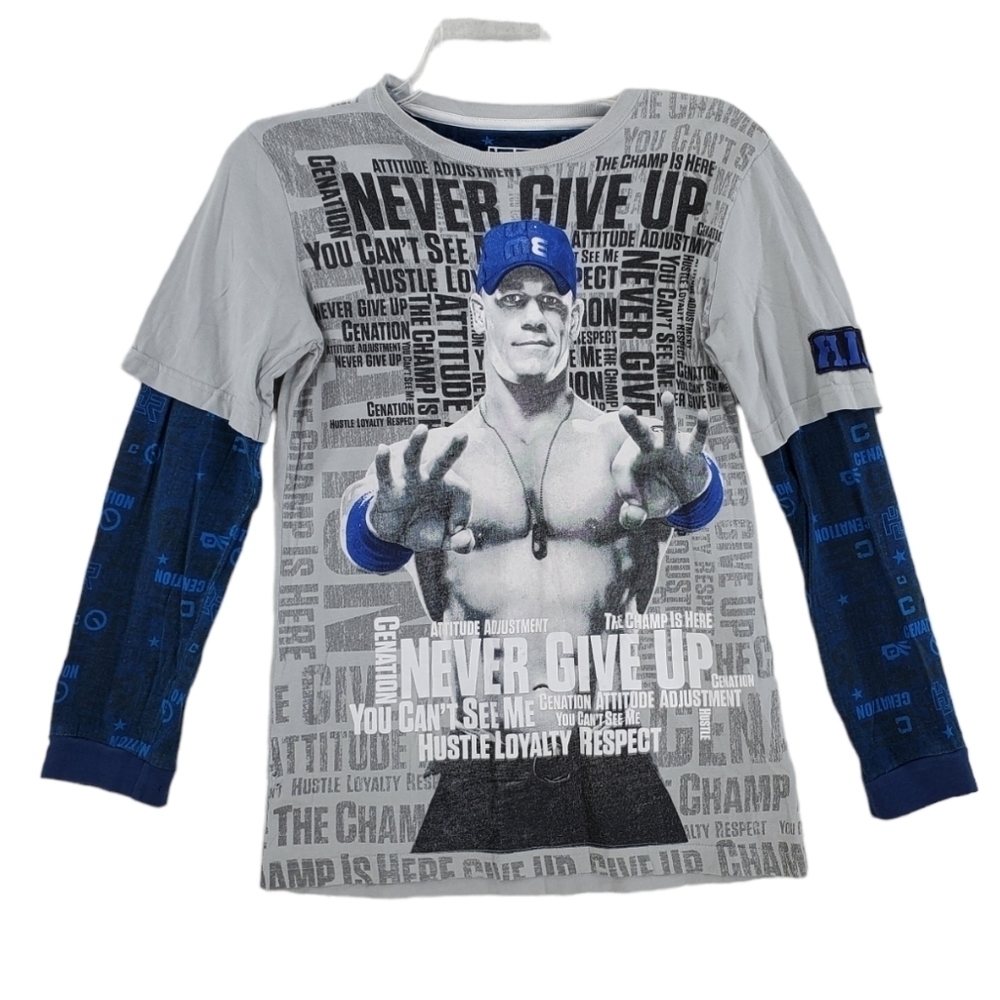 John Centa Shirt WWE Long Sleeve AOP Youth XL 14/16 Centanation Never Give Up